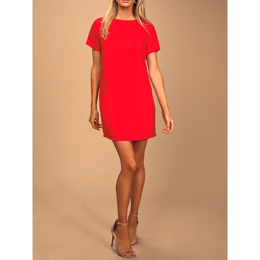 Lulu’s Shift and Shout Red Shift Dress